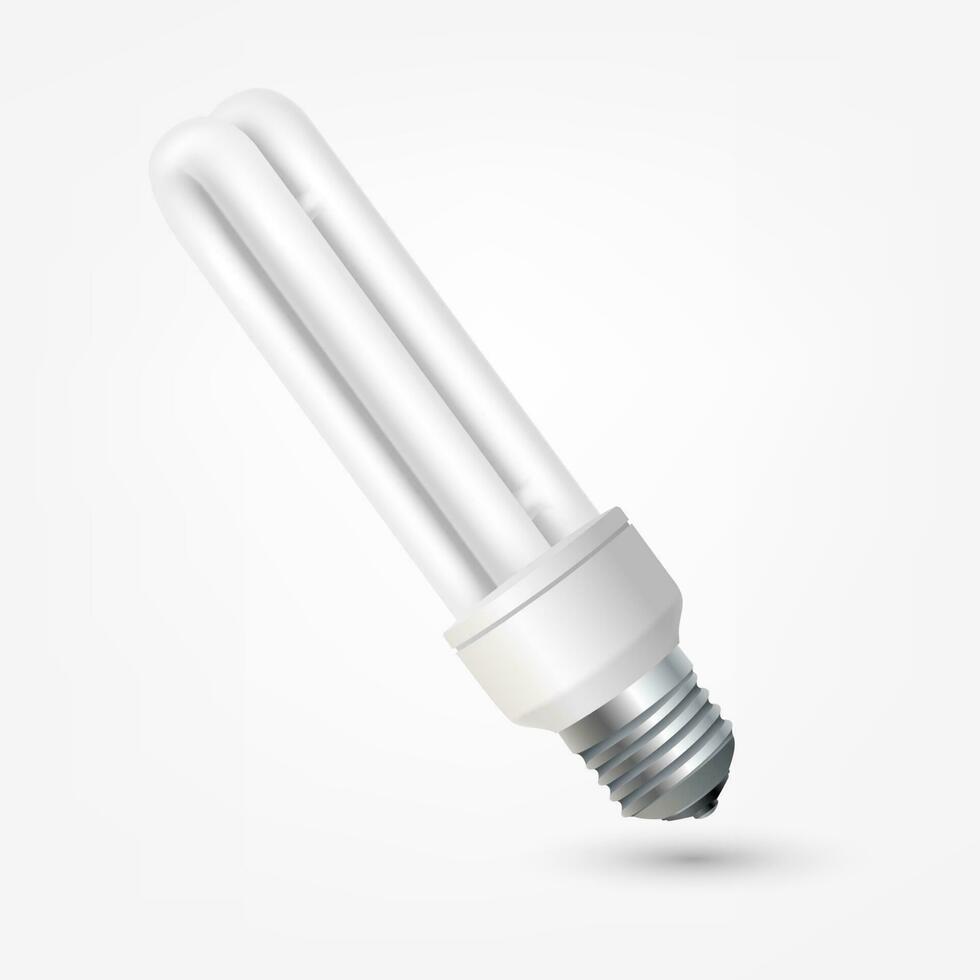 Fluorescent Energy Saving Light Bulb, Vector Illustration