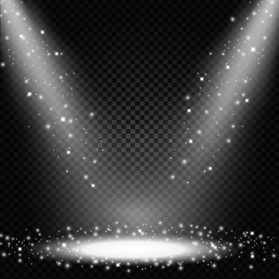 Spotlight shining on dark background, Vector Illustration