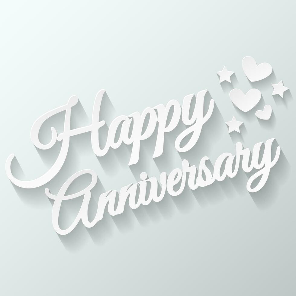 Happy Anniversary Greeting Card Paper Cut, Vector Illustration