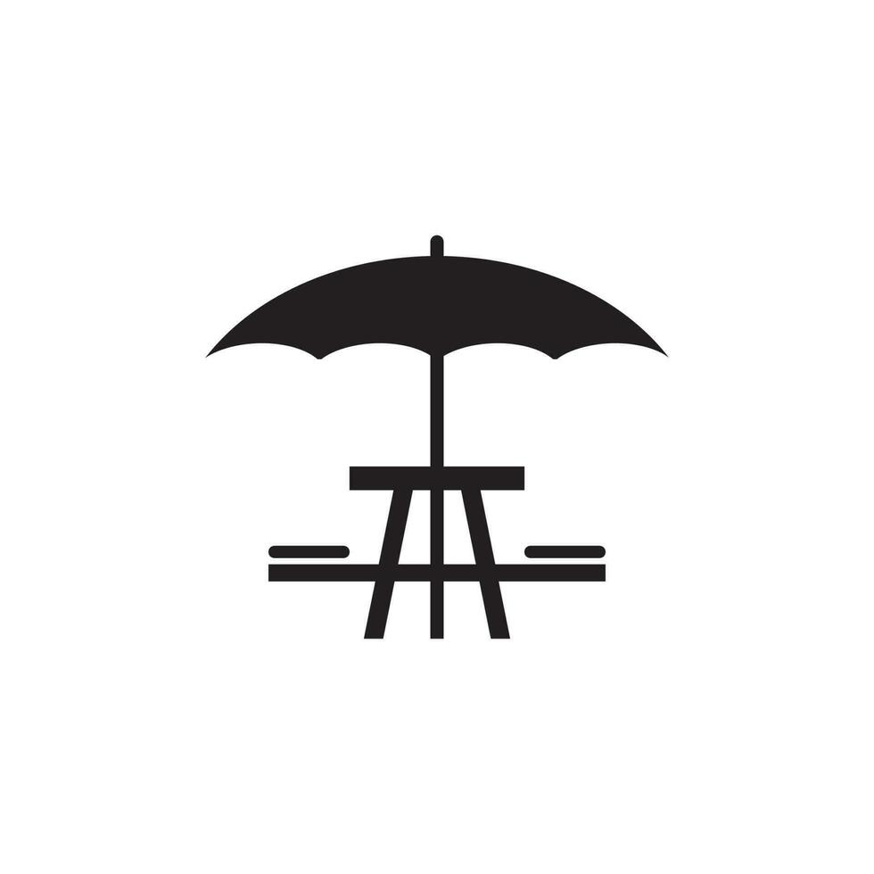 umbrella with picnic table icon vector
