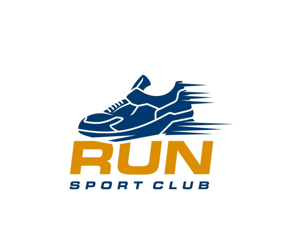 Marathon run sport icon with runner athlete shoe vector