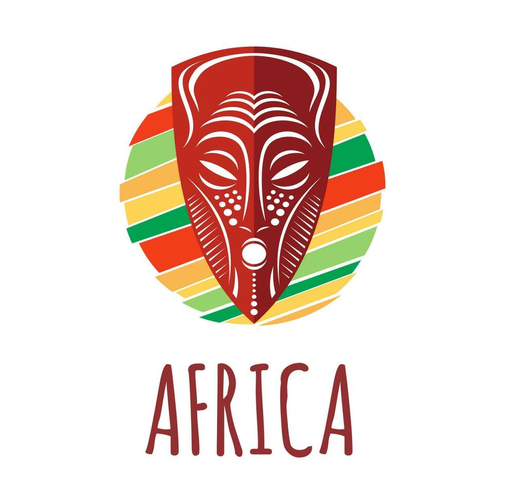 África icono, emblema con africano tribu ritual máscara vector