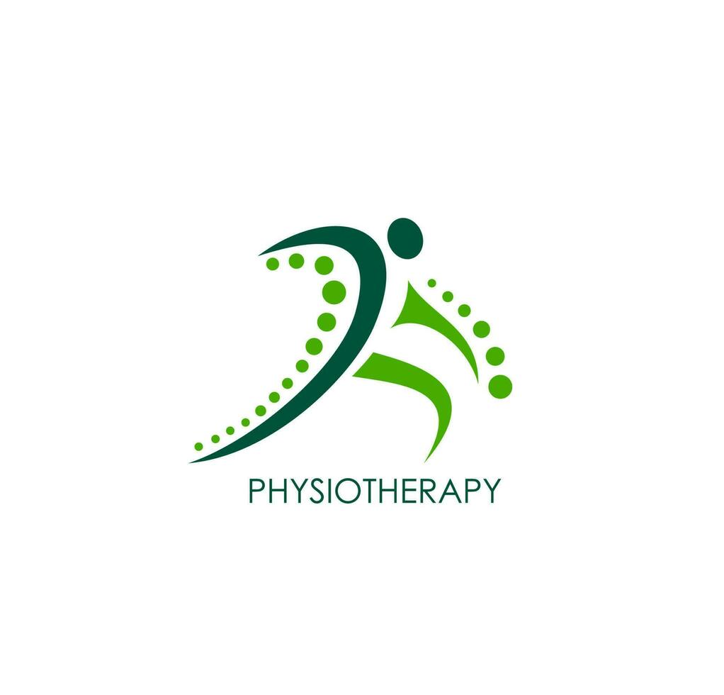 Physiotherapy icon, vector emblem with human body