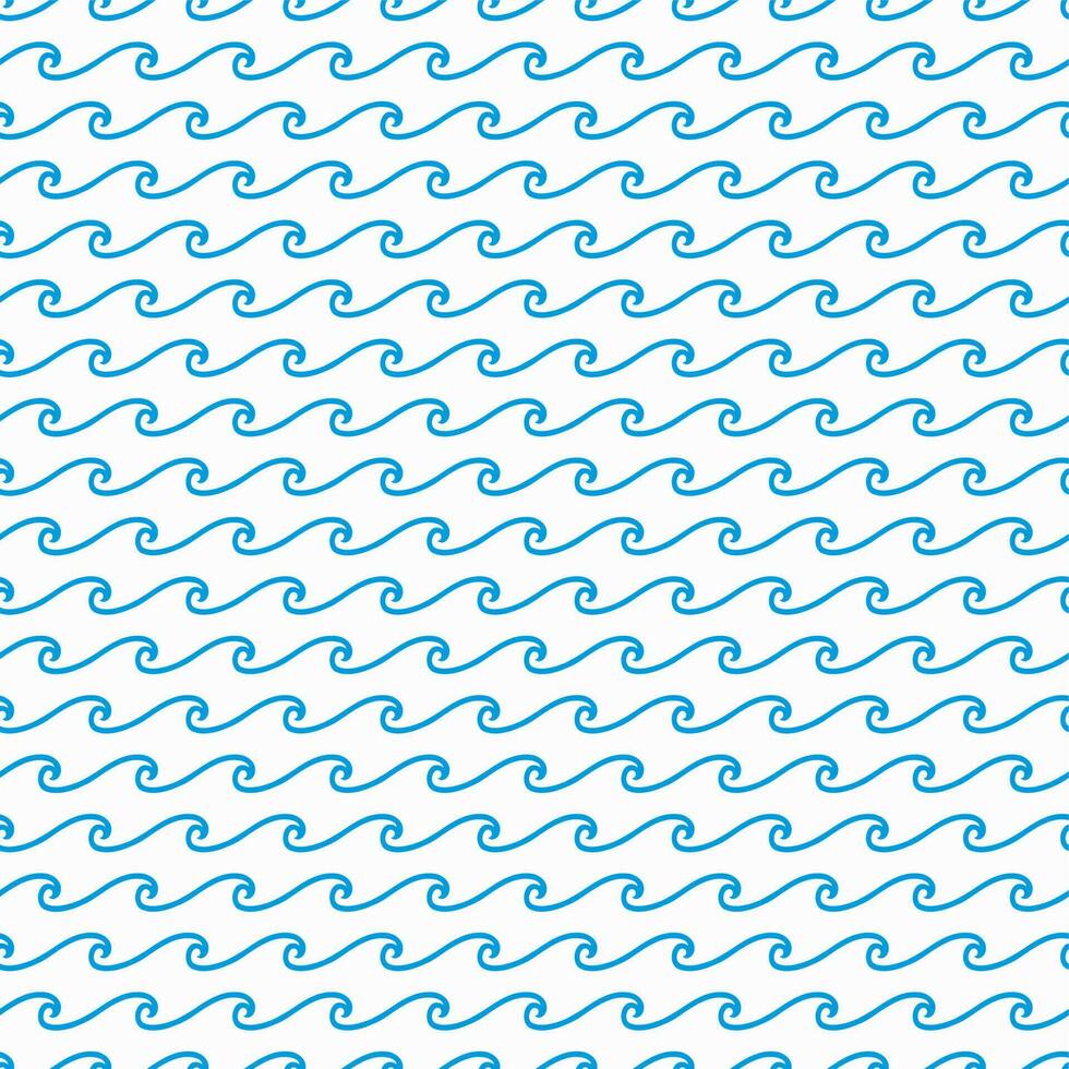 Sea and ocean blue waves seamless wavy pattern vector