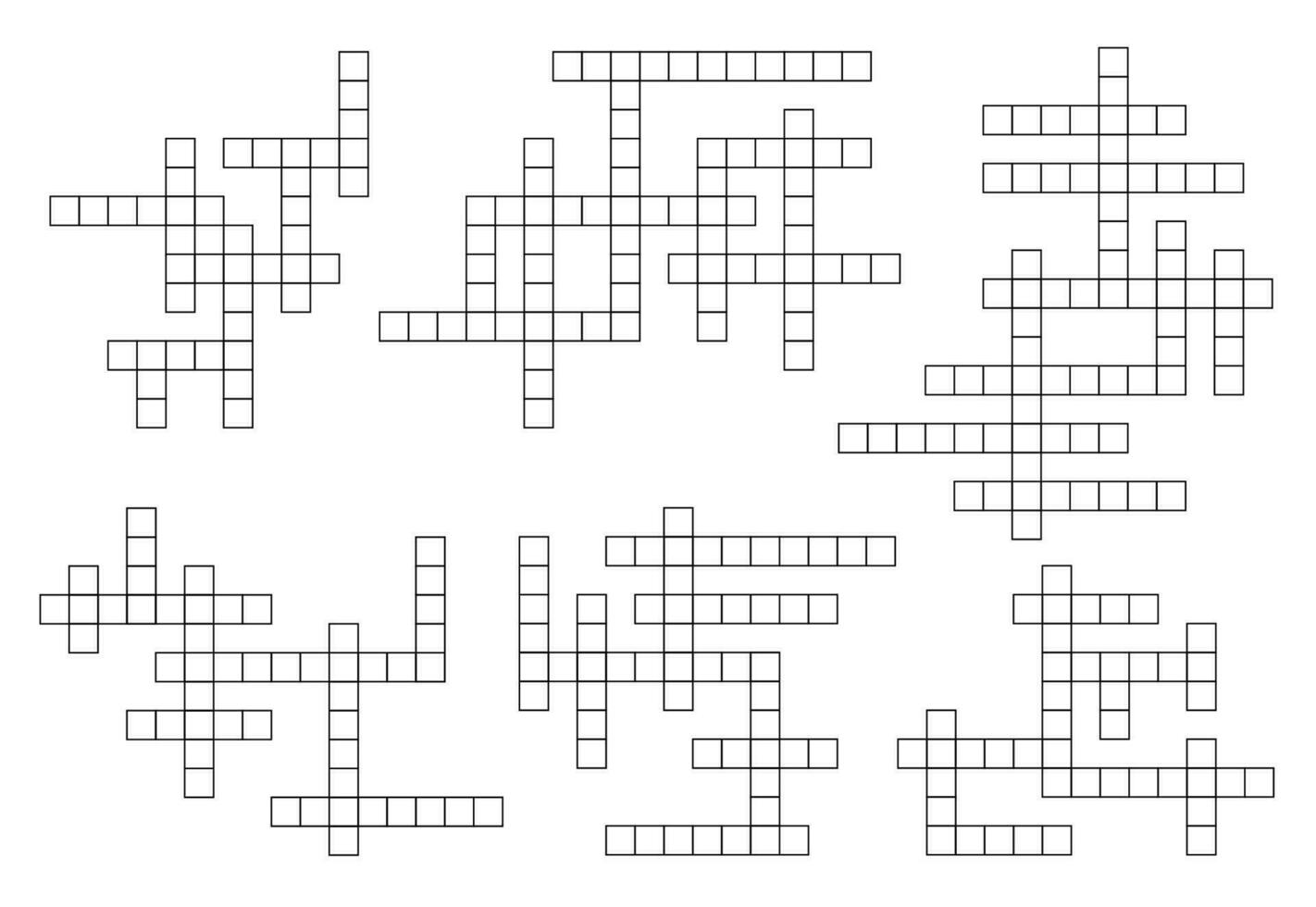 Crossword game grids or word guess quiz layouts vector