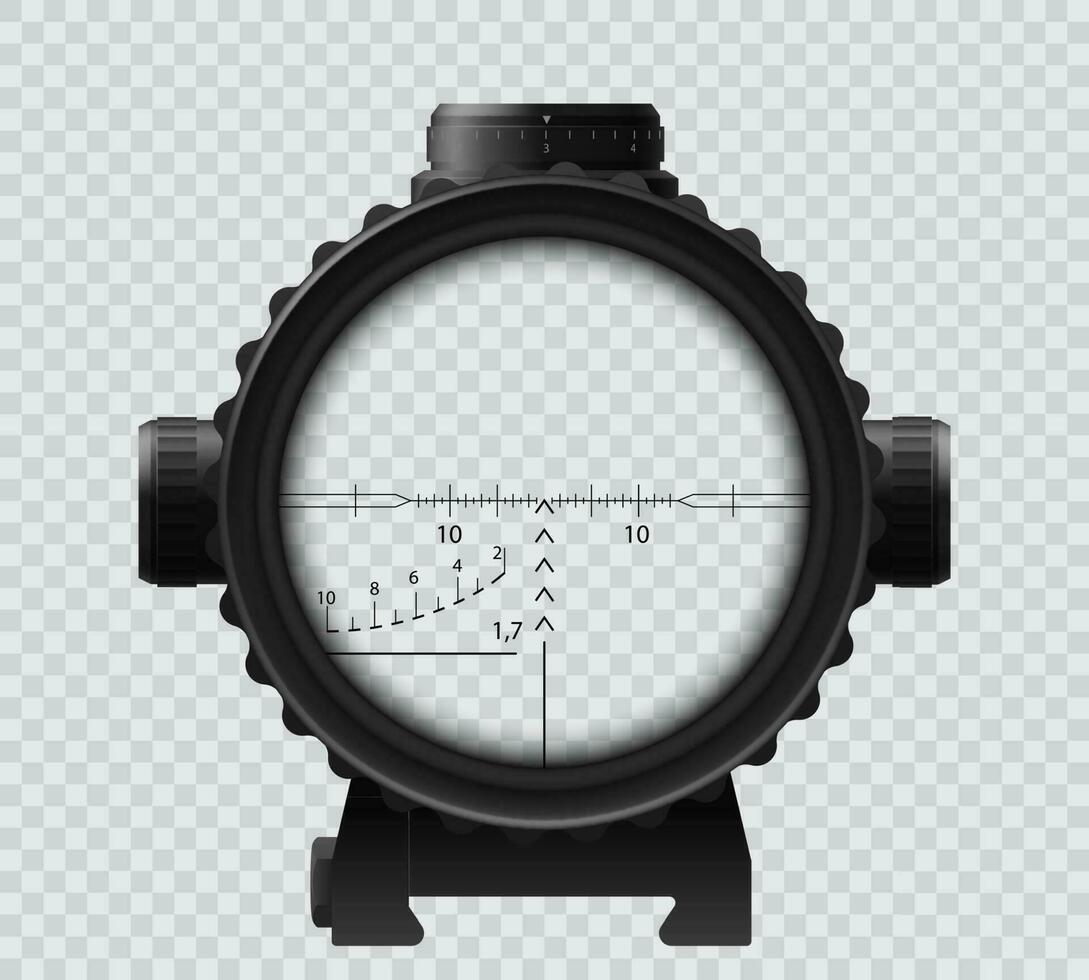 Military sniper rifle scope realistic frame vector