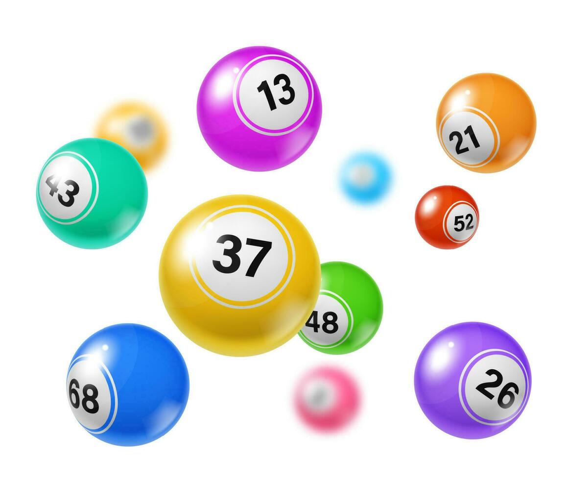 Bingo lottery balls, gambling realistic background vector