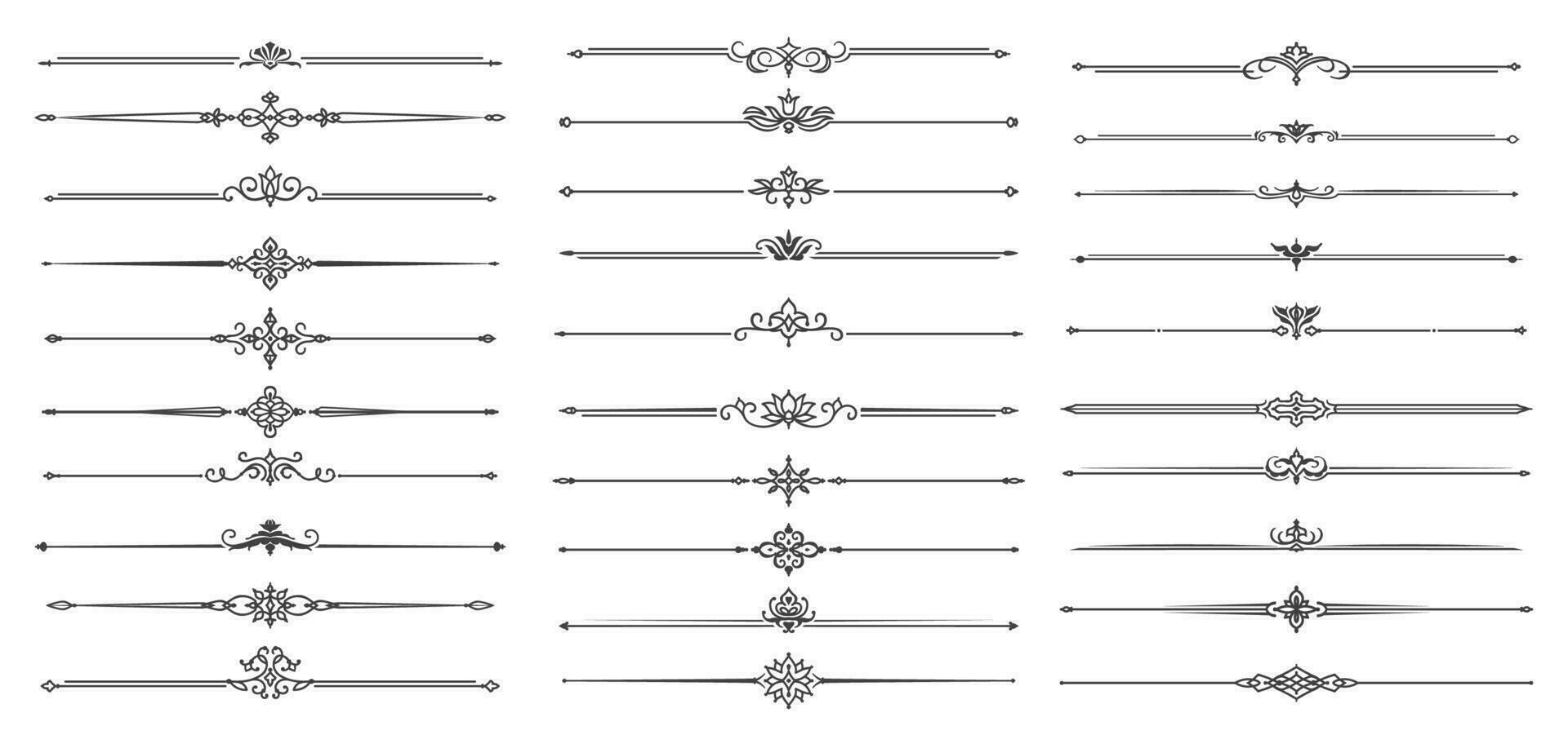 Clásico divisores, florecer fronteras y marco líneas vector