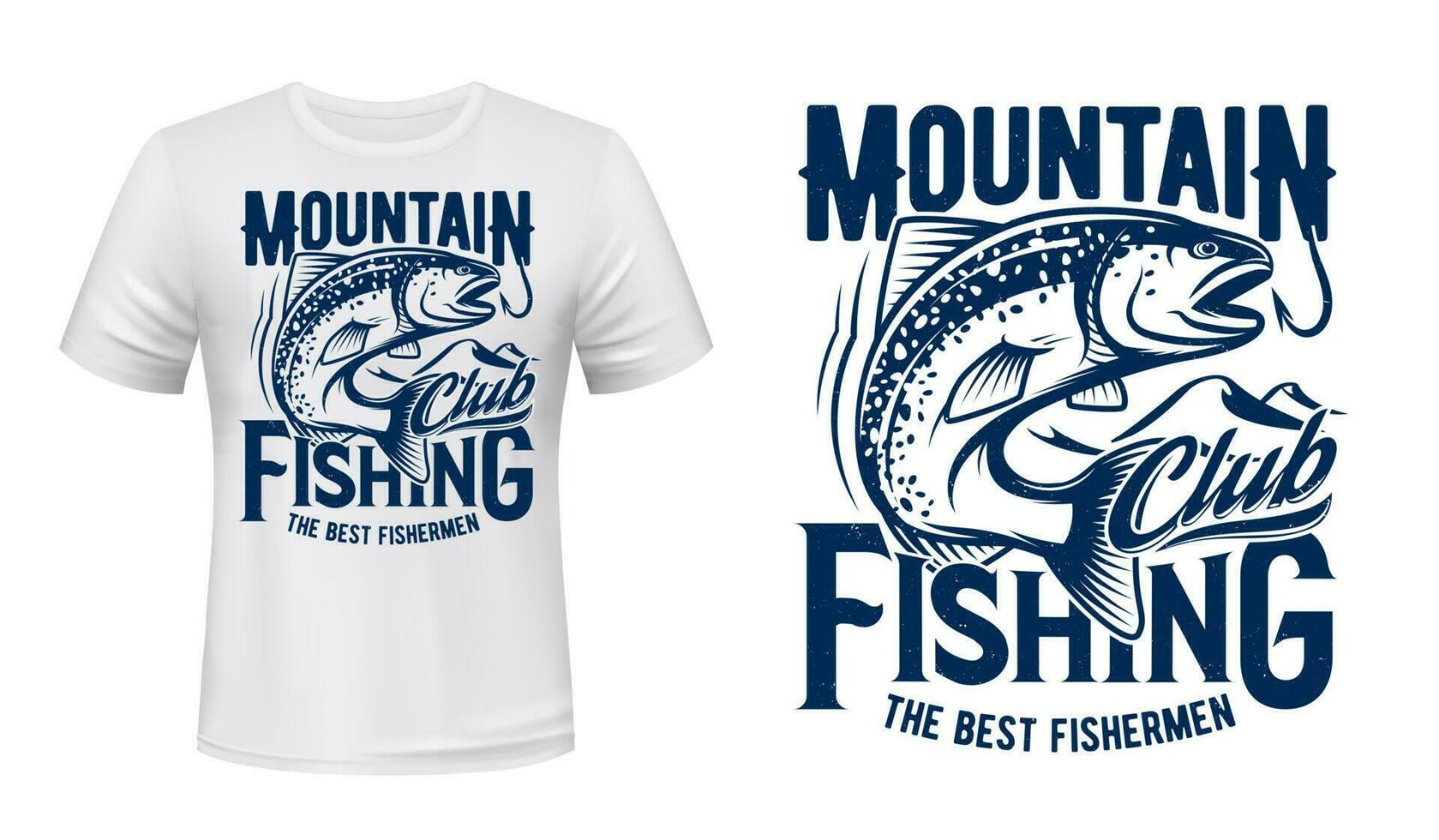 Salmon or trout fish t-shirt print, fishing club vector