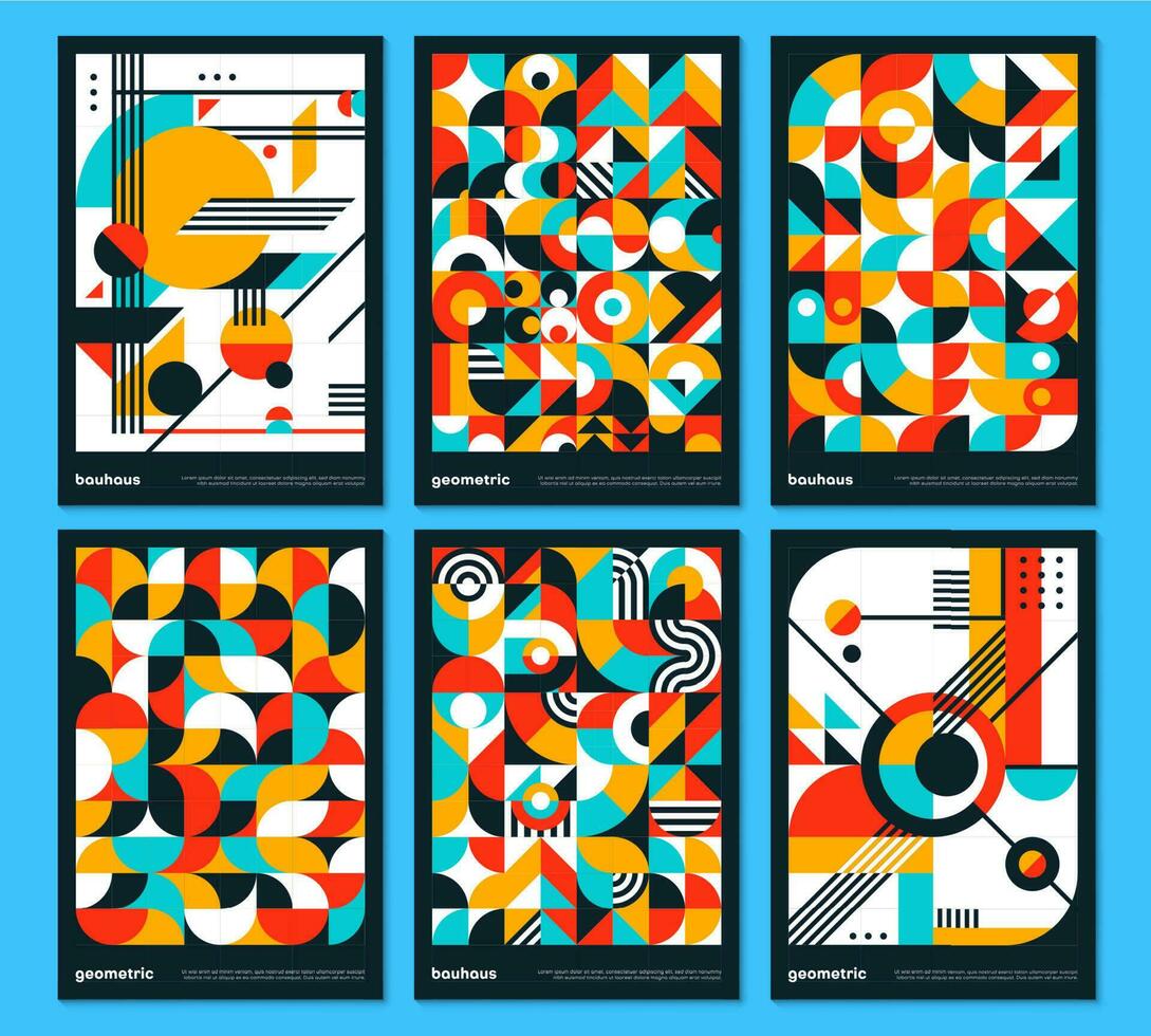 geometric Bauhaus posters, abstract patterns vector