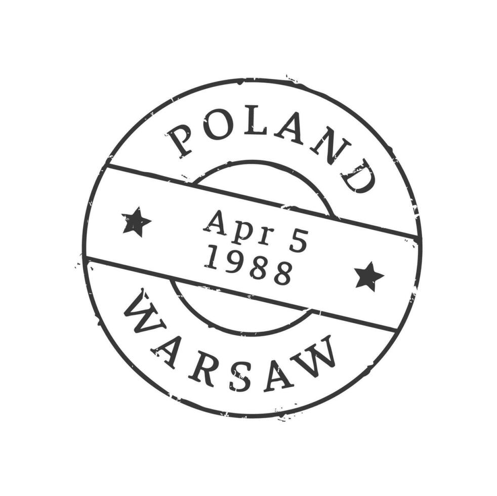 Warsaw postage, Poland vintage postal stamp vector