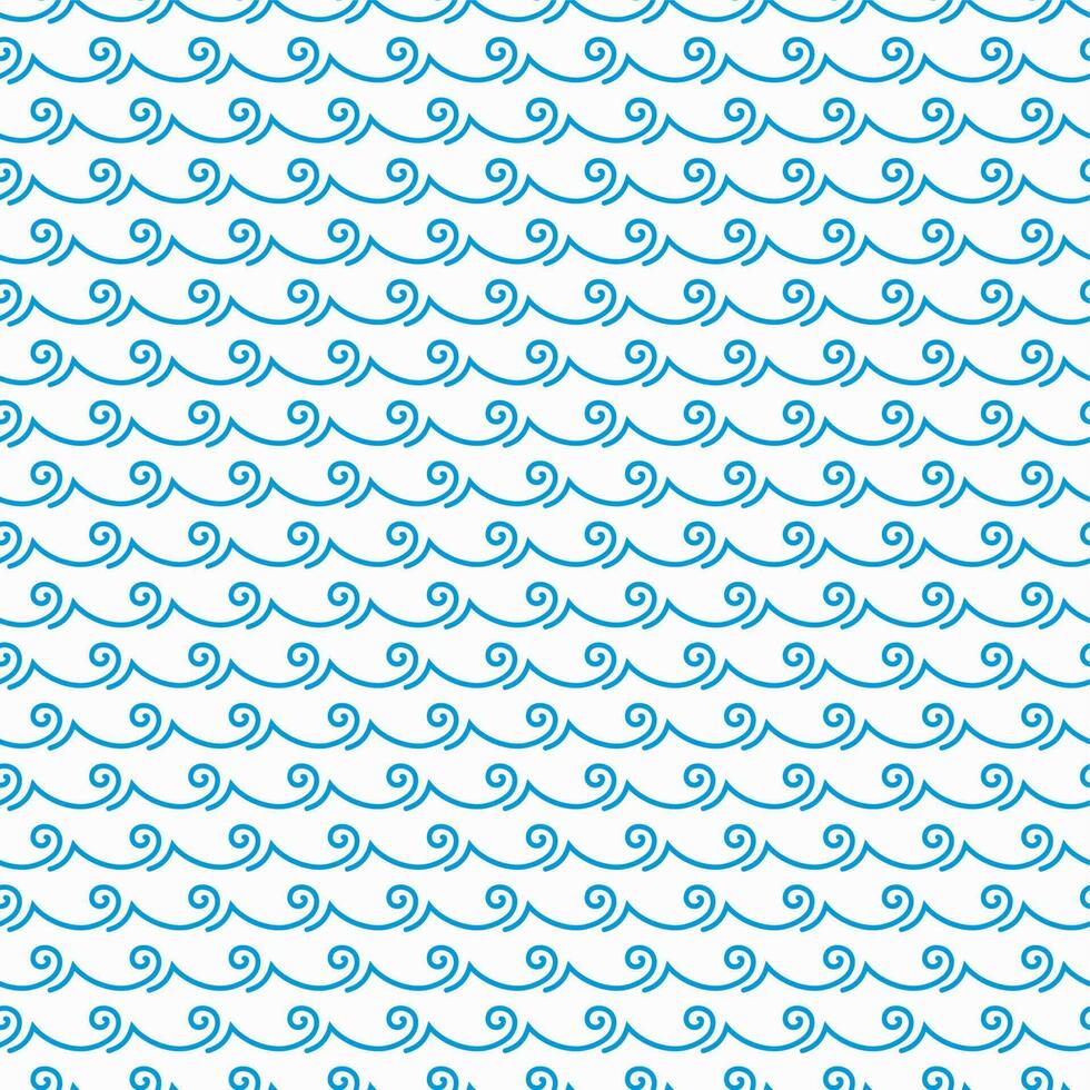 Sea and ocean blue line waves seamless pattern vector
