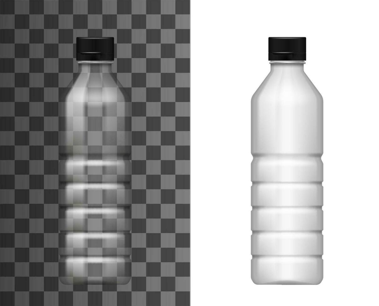 Transparent plastic bottle realistic mockup vector