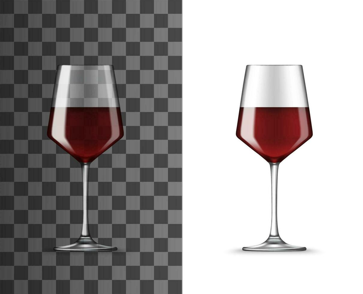 Red wine glass realistic vector mockup