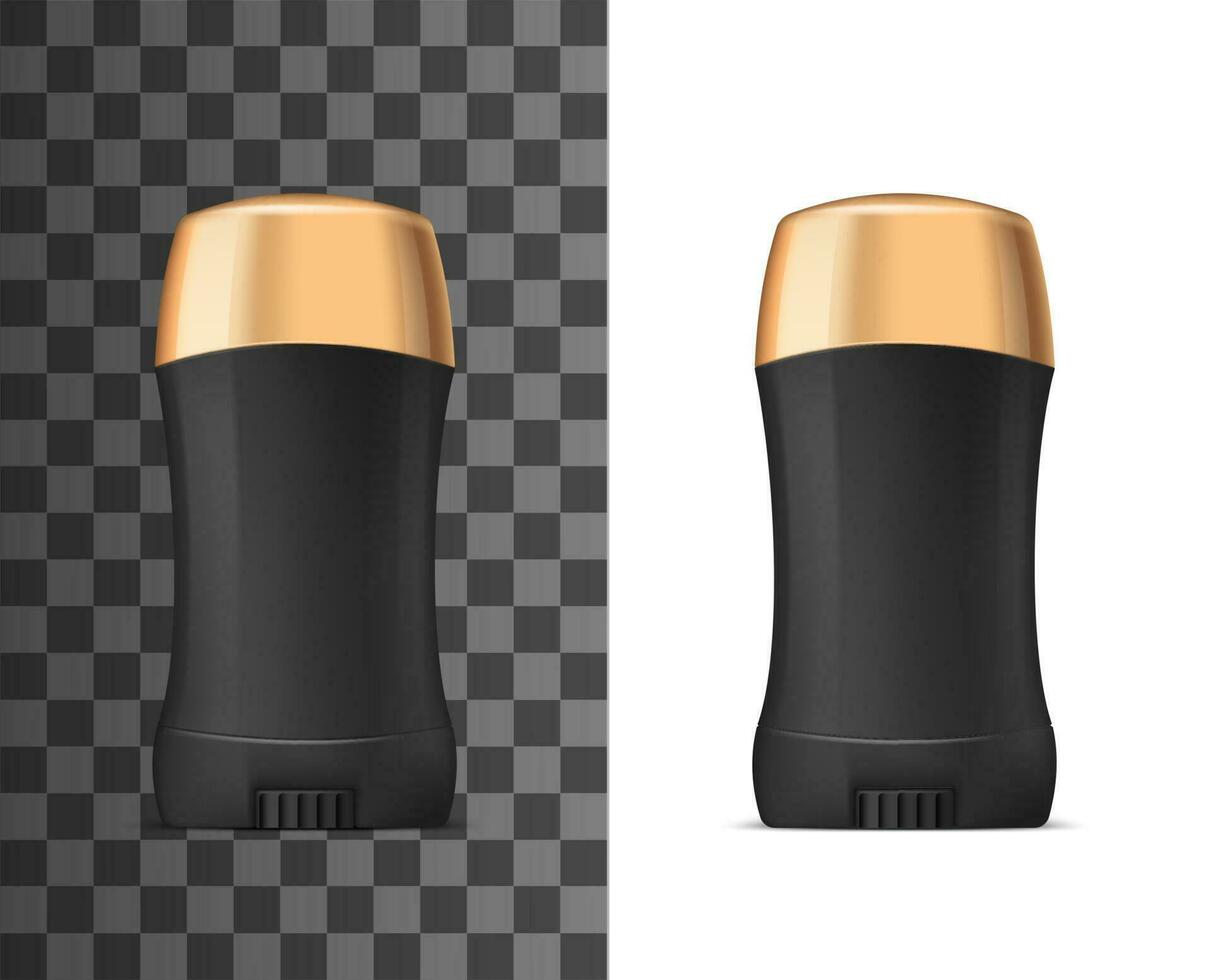 Deodorant antiperspirant, black and golden mockup vector