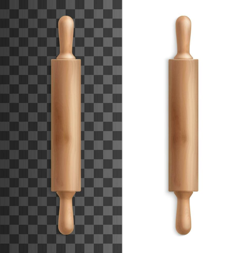Rolling pin or dough roller realistic mockup vector