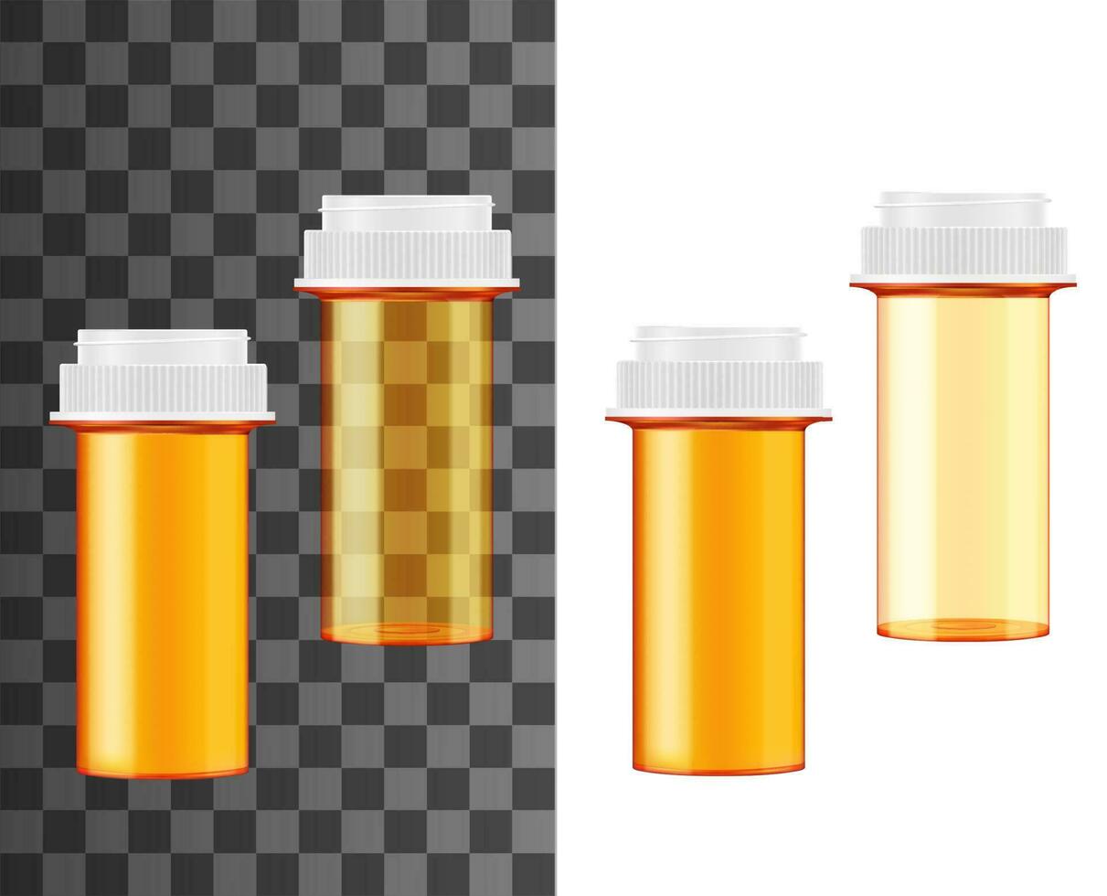 Pill bottle and jar realistic mockups, medecine vector