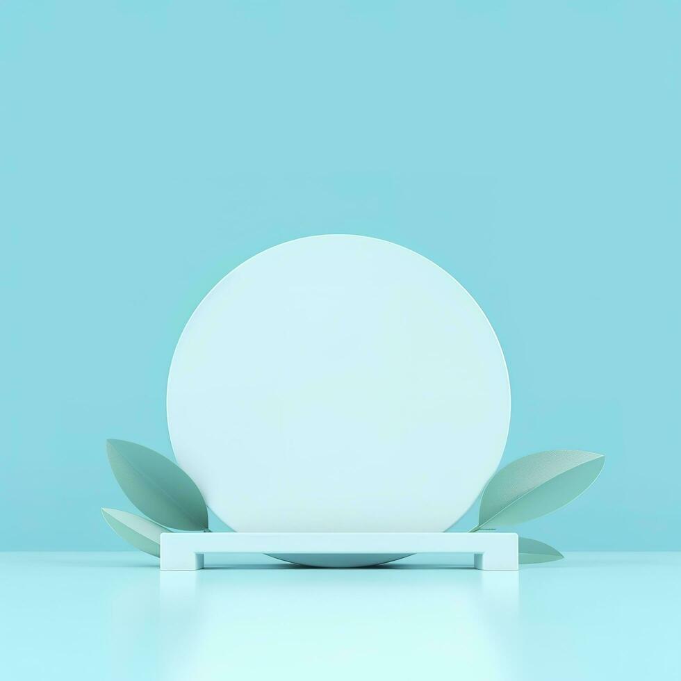 Minimal background. podium and blue background for product presentation. 3d rendering illustration. Luxury podium for product presentation 3d render, generate ai photo