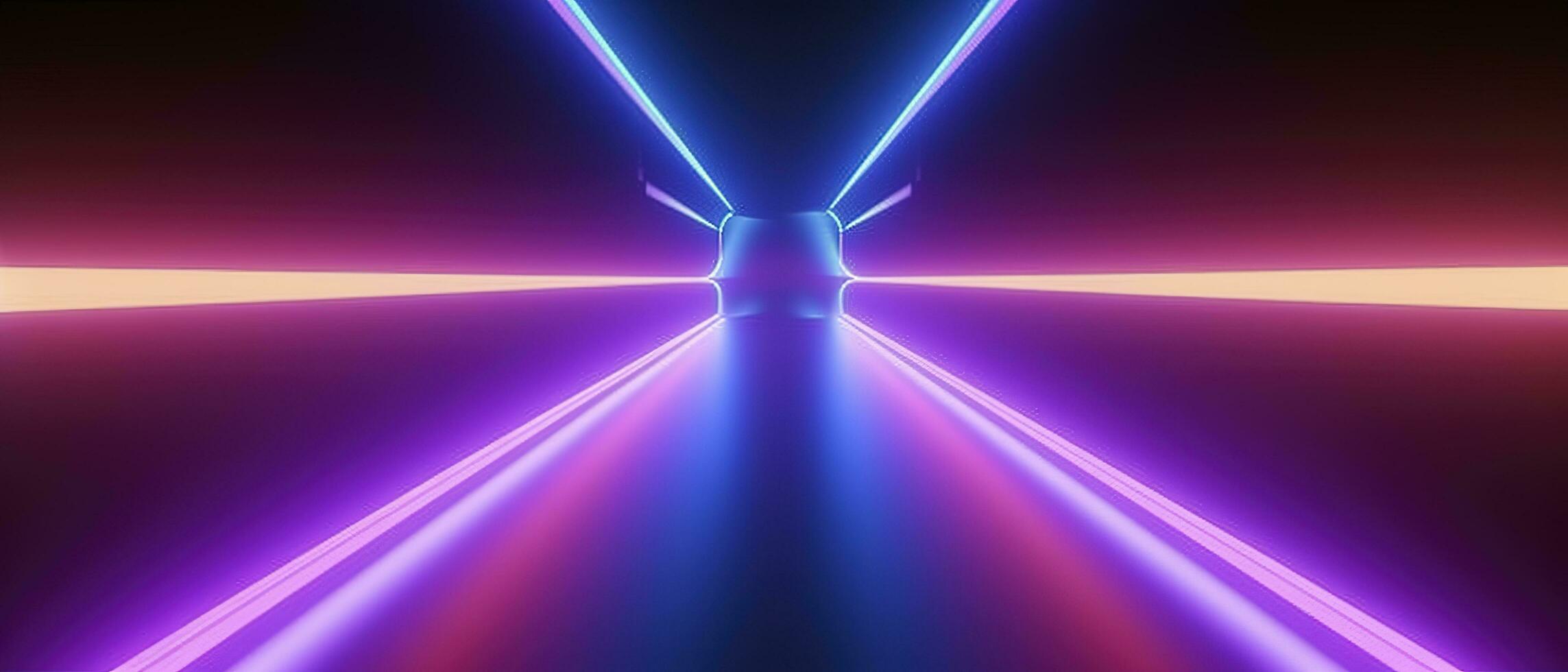 3d rendering, rounded pink blue neon lines, glowing in the dark. Abstract minimalist geometric background. Ultraviolet spectrum. Cyber space. Futuristic wallpaper, generate ai photo