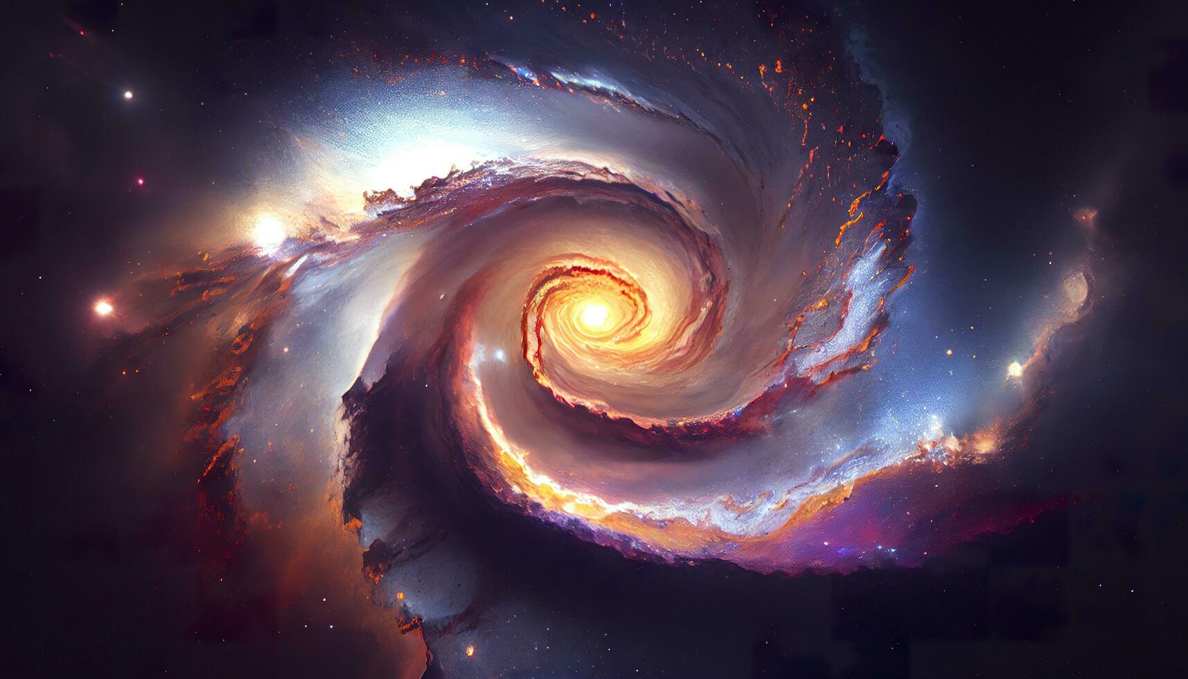 A view from space to a spiral galaxy and stars. Universe filled with stars, nebula and galaxy,. Elements of this image furnished by NASA, generat ai photo