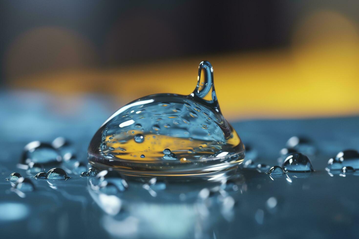 An image of several drops of water on a blue surface, in the style of detailed texture, matte photo, contemporary candy - coated, light azure and sky blue, generate ai photo