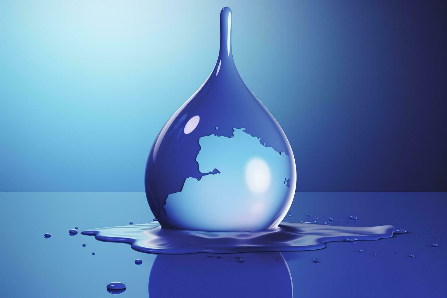 a big blue drop in the sky with the earth on it, in the style of light green and blue, fluid and organic, culturally diverse elements, associated press, soggy, environmental awareness, generate ai photo