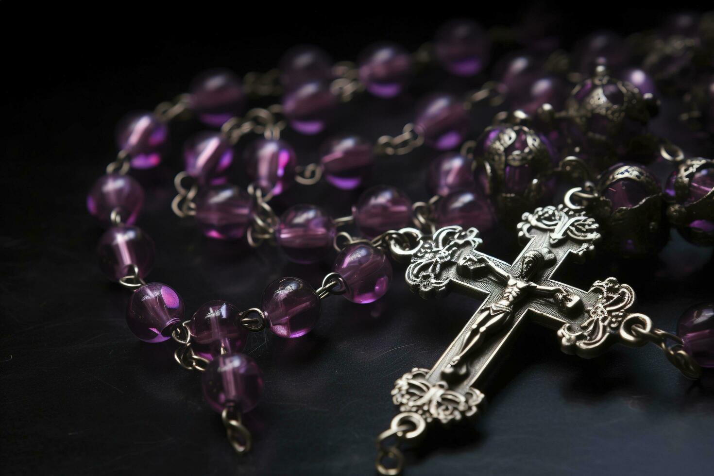 Handmade Traditional maple hard Wooden Catholic Rosary Prayer Beads Virgin Mary saint Benedict Jesus crucifix, generate ai photo
