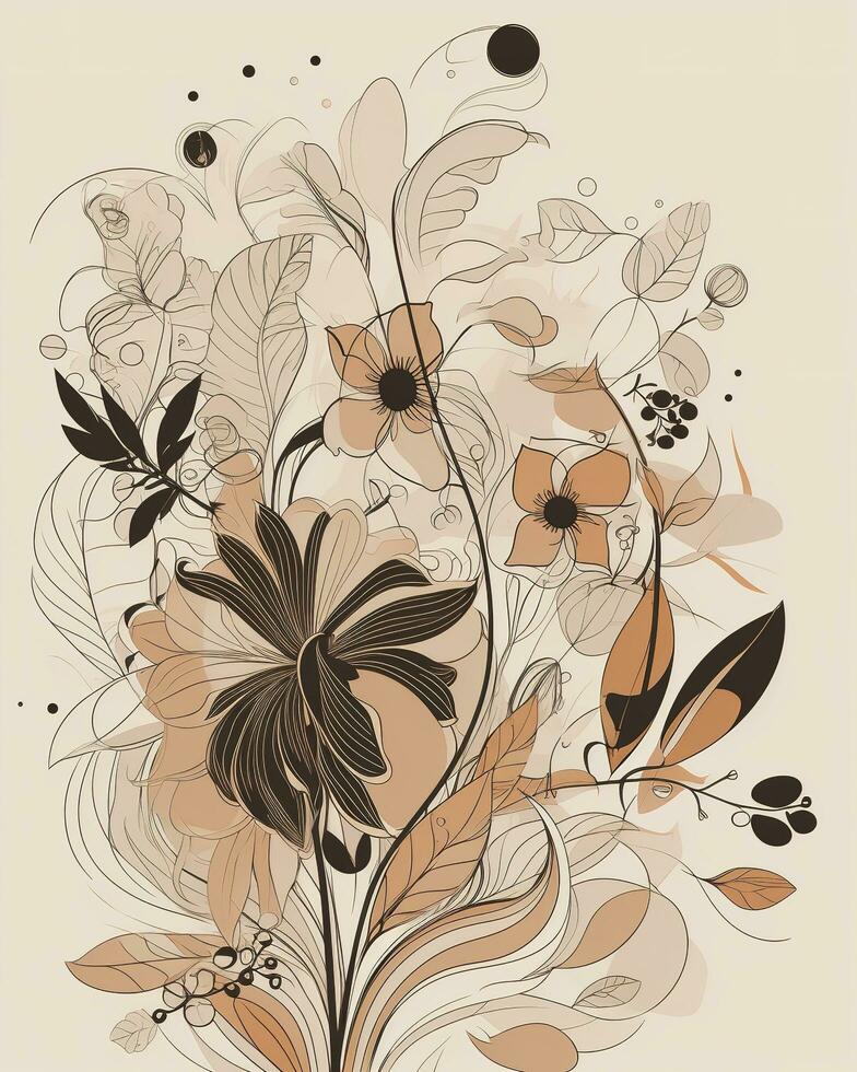 Floral seamless pattern with flower ink sketch. Dahlia. Fashion floral print for a banner, poster, fabric, notebook, invitation , generate ai photo