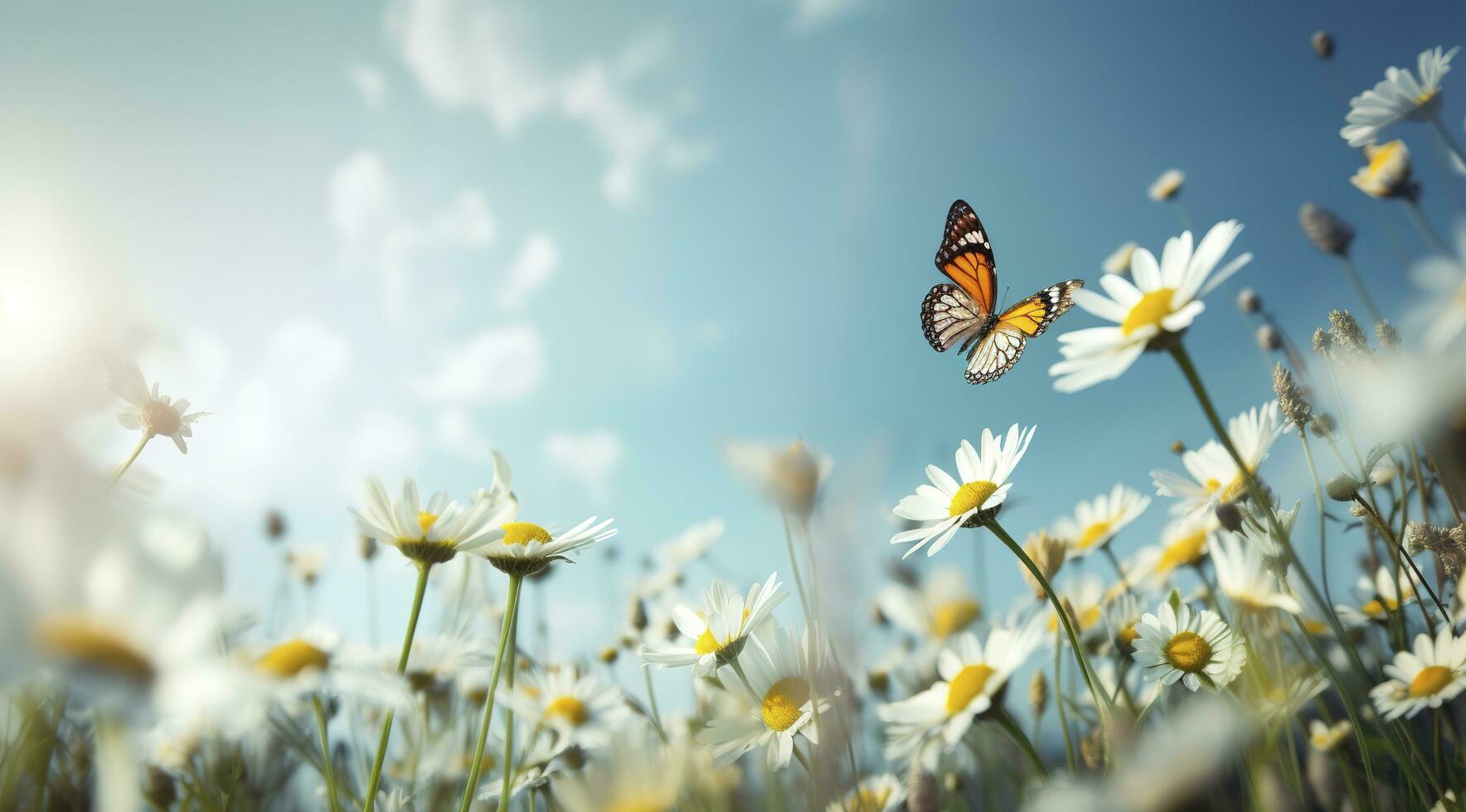 resumen naturaleza primavera fondo, primavera flor y mariposa, generar ai foto