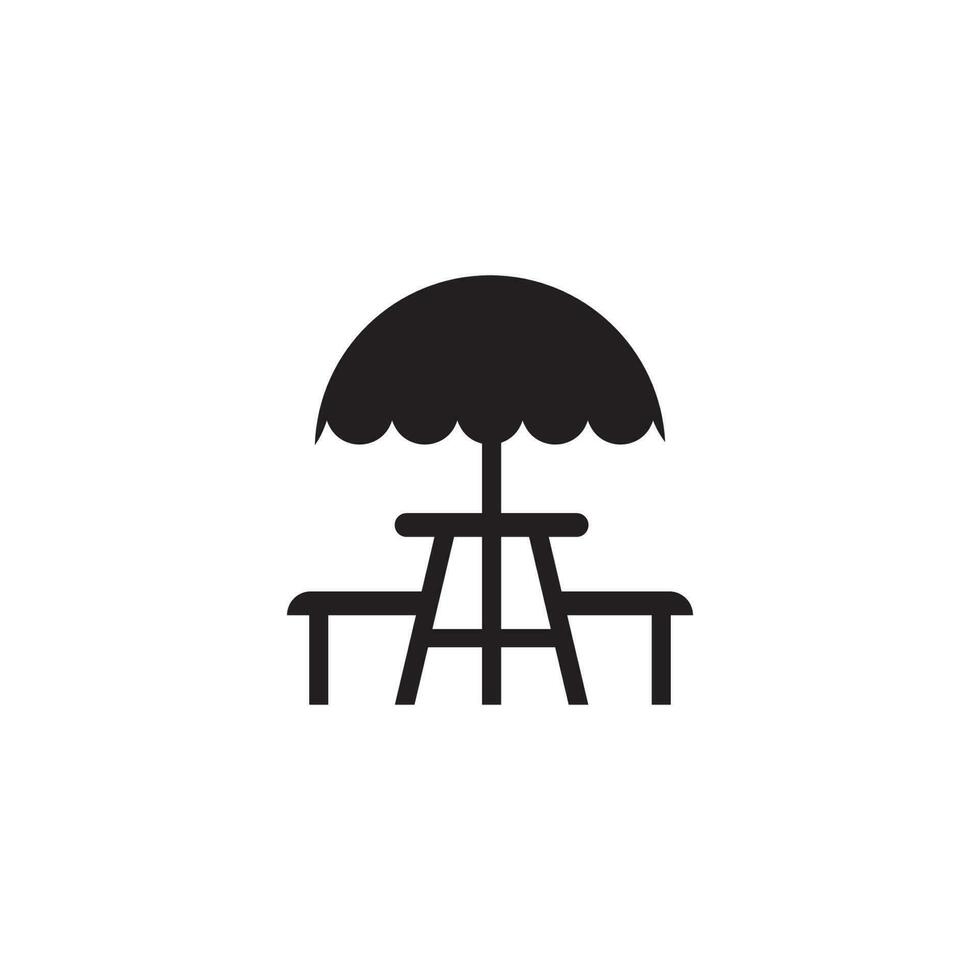 umbrella with picnic table icon vector