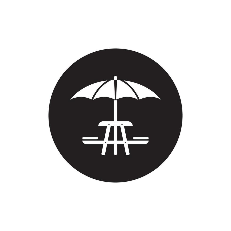 umbrella with picnic table icon vector