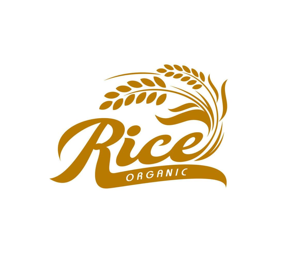 Rice icon, organic farm cereal food symbol vector