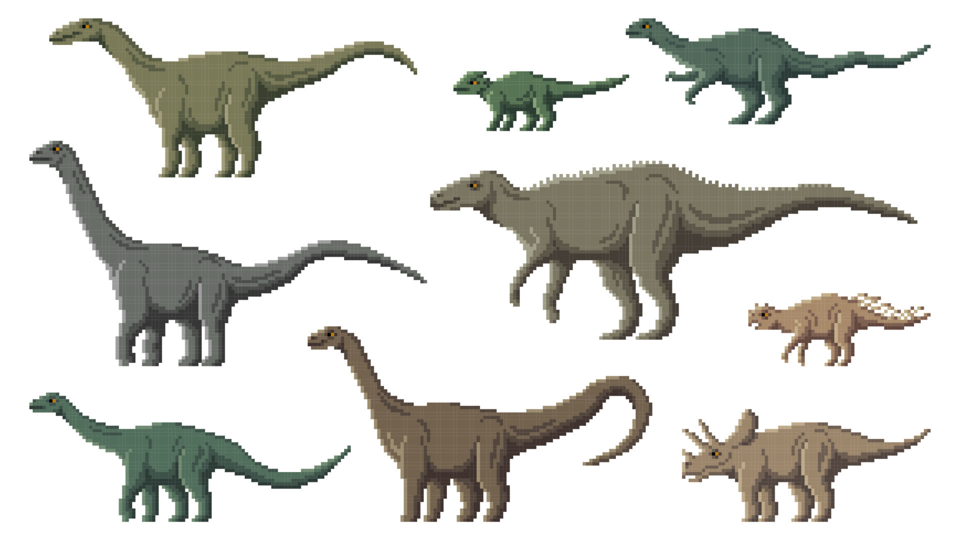 Pixel art dino characters, 8 bit game dinosaurs 24394816 Vector Art at Vecteezy