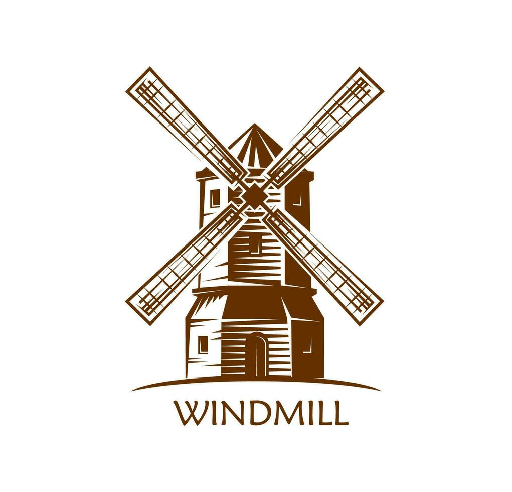 Windmill icon, agriculture and farming symbol vector