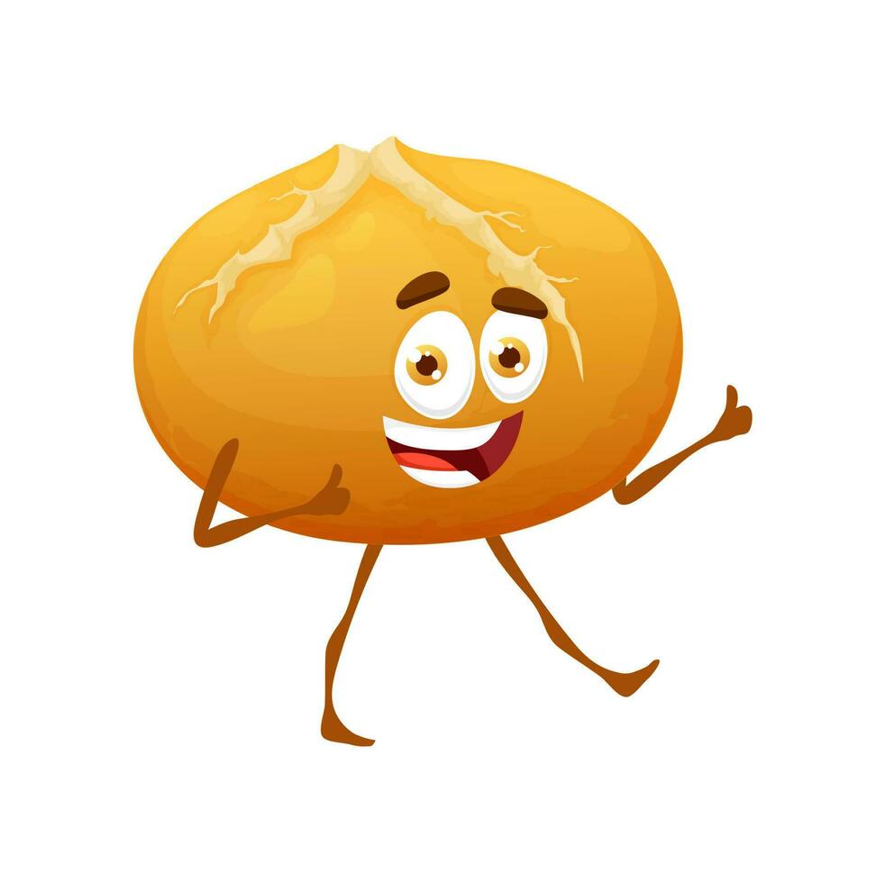 Cartoon Bolivian cunape bread character, bakery vector