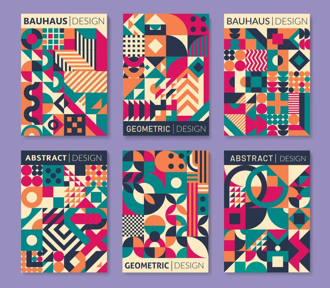 Geometric bauhaus posters and abstract patterns vector