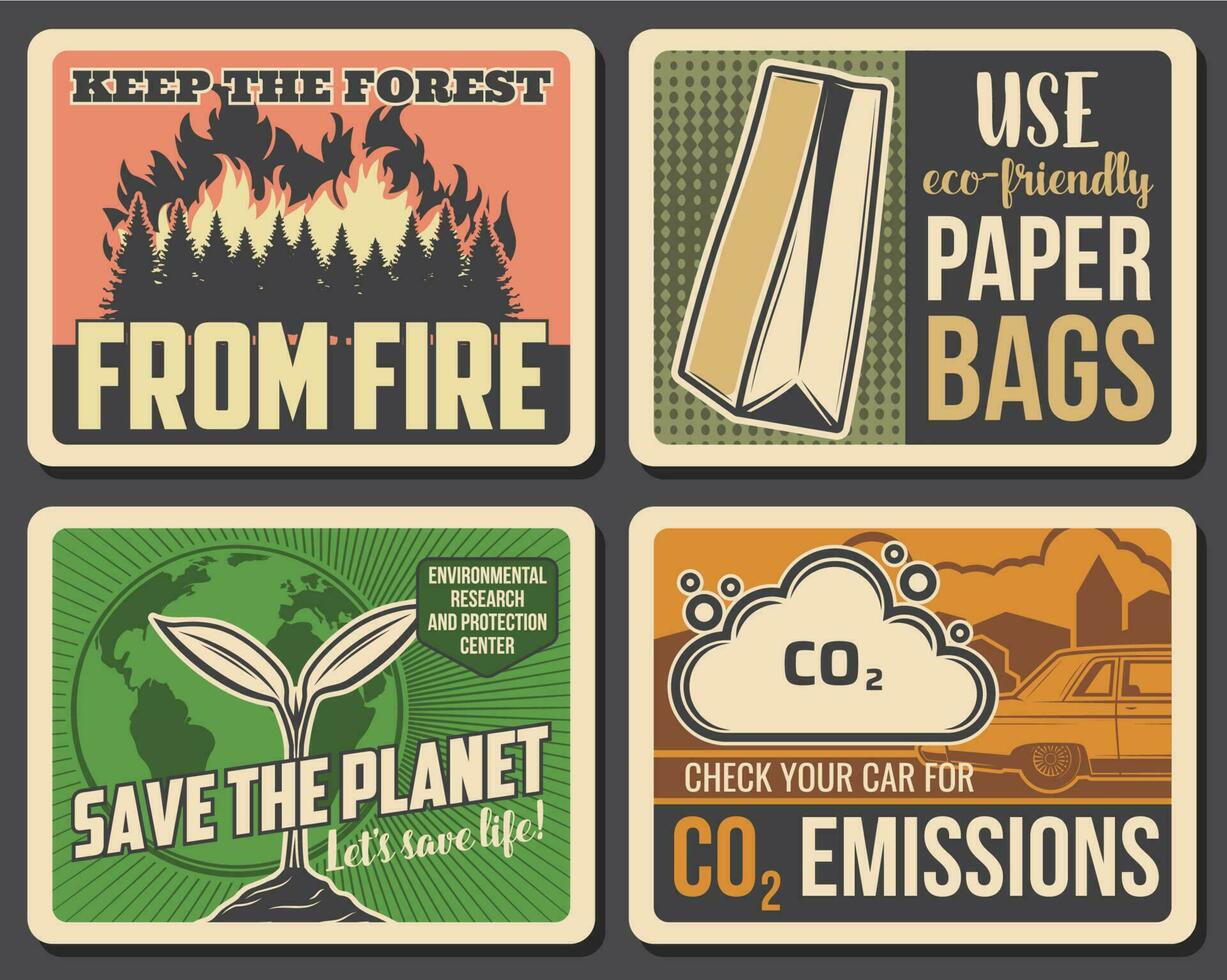 Keep forest from fire, save planet environment vector