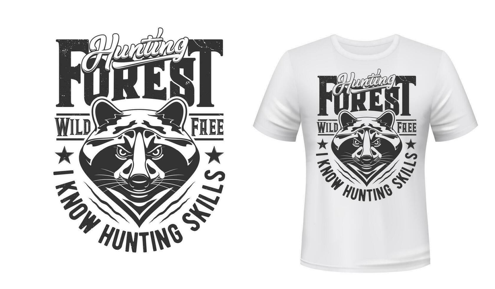 Raccoon hunt t-shirt print mockup hunting club vector