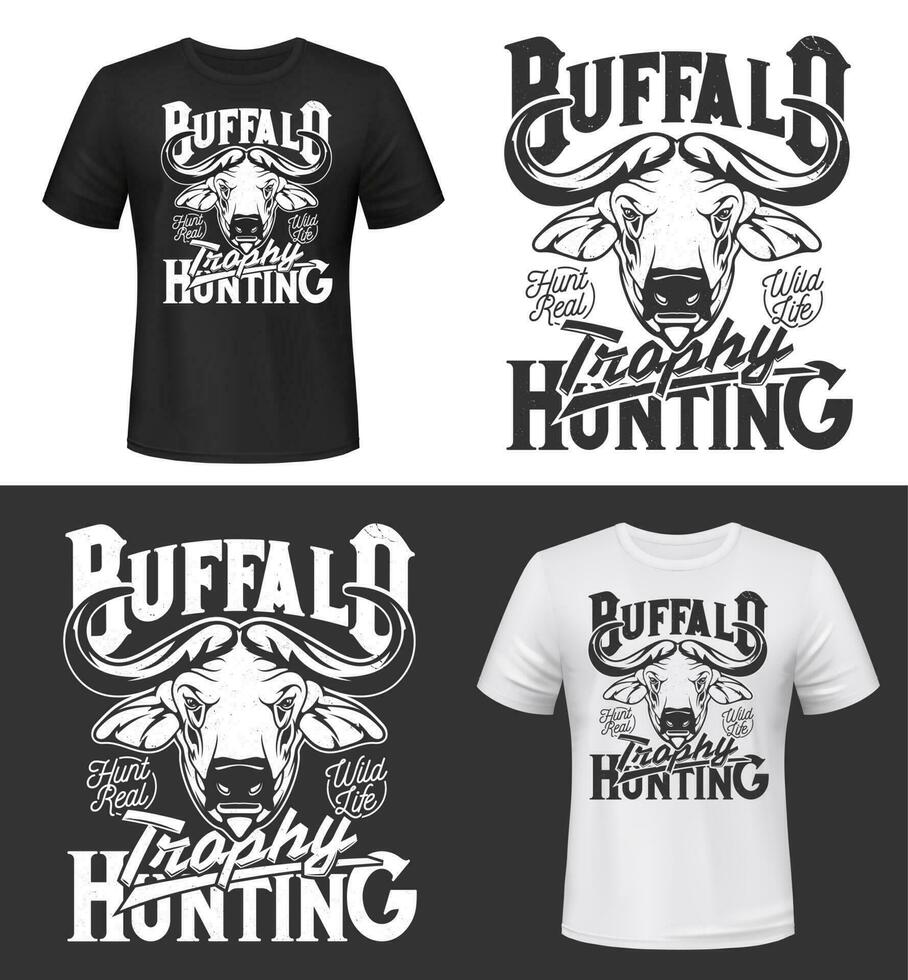 Buffalo trophy hunting t-shirt print vector mockup