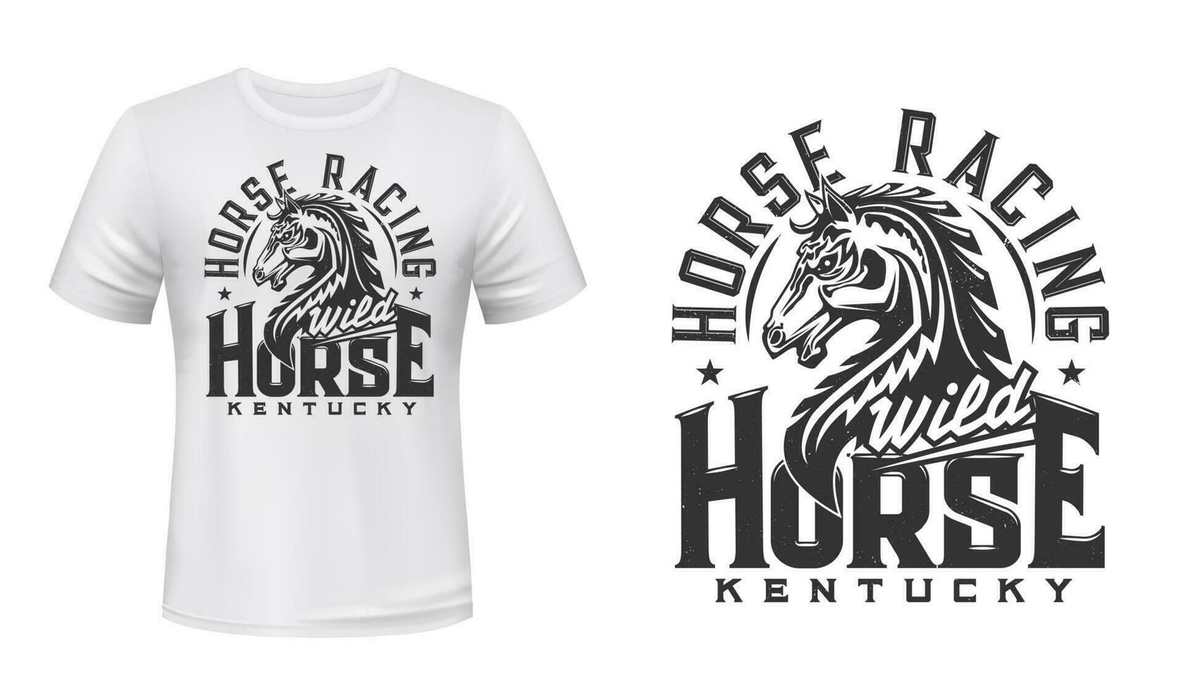 Stallion horse t-shirt print mockup of horse race vector