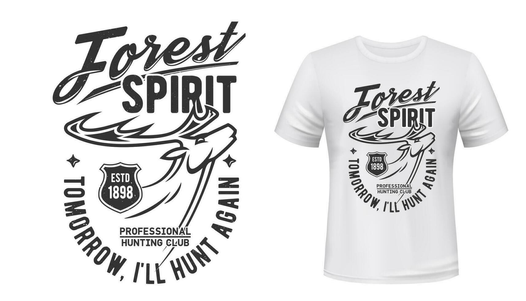 Deer t-shirt print mockup of hunting sport vector