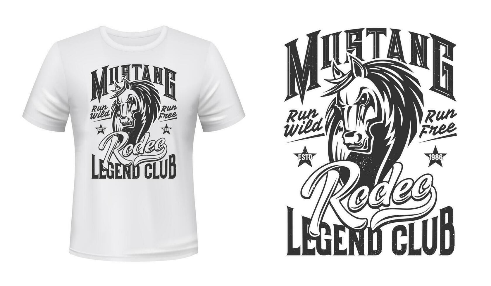 Horse stallion mascot t-shirt print, vector