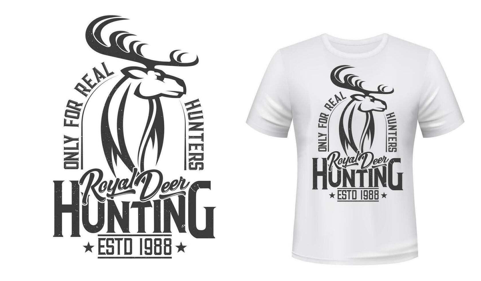 ciervo animal, caza club camiseta Bosquejo vector