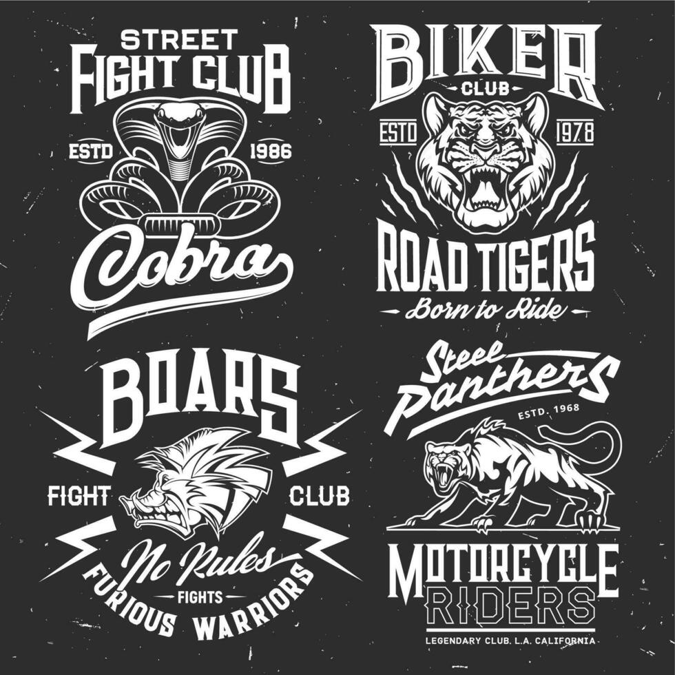 Tiger, cobra, panther, boar t-shirt print mockup vector