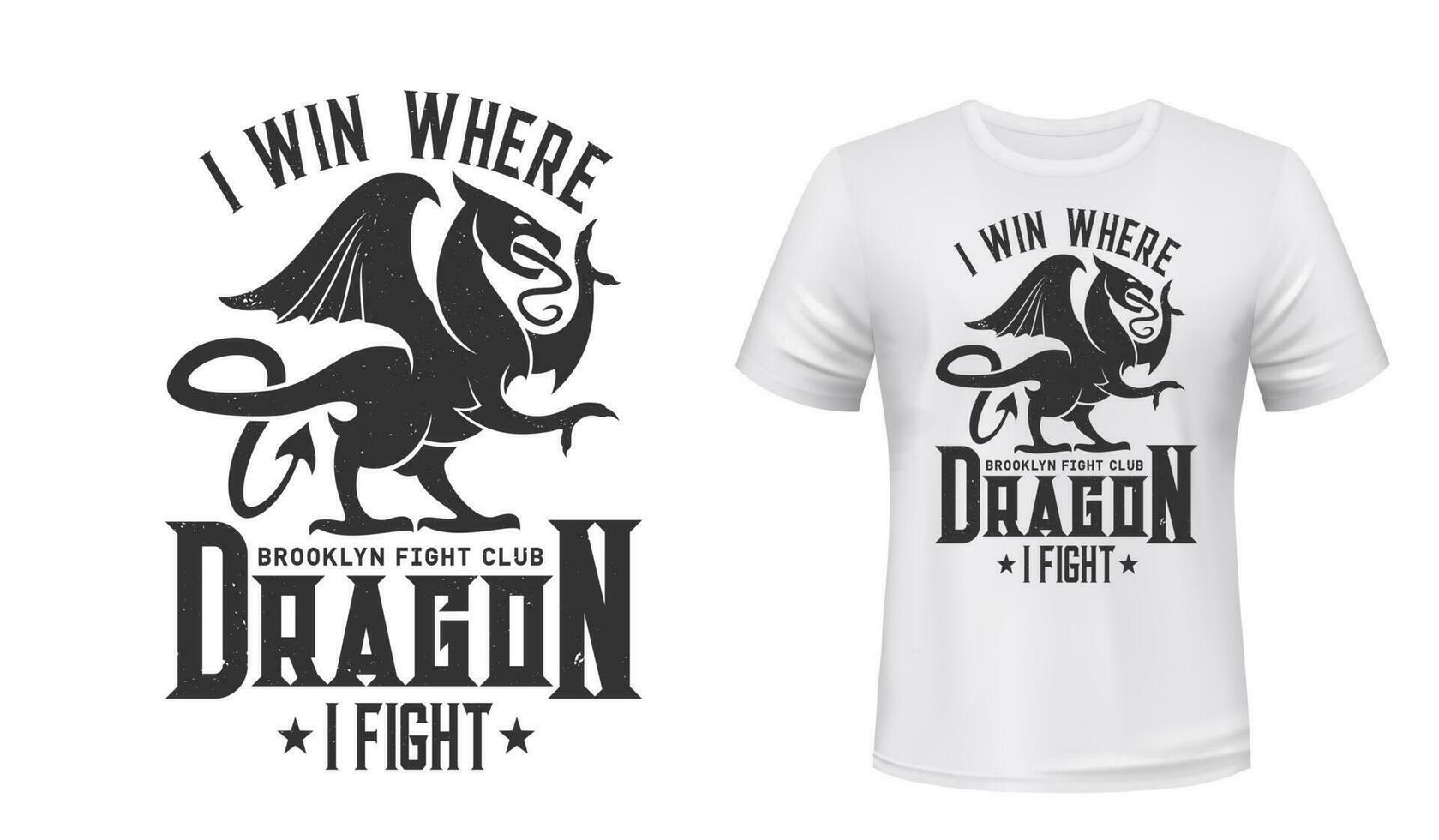 Dragon t-shirt print mockup, fight club emblem vector