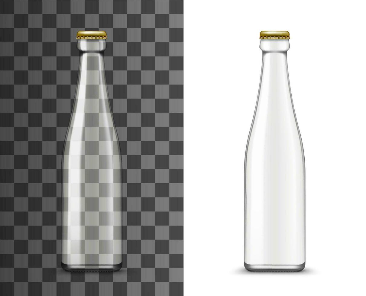 Glass bottle, realistic packaging vector mockup