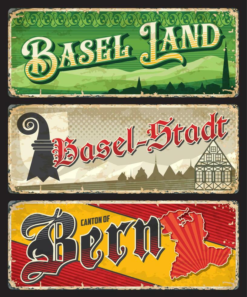 Basel Land, Basel-Stadt and Bern Swiss cantons vector