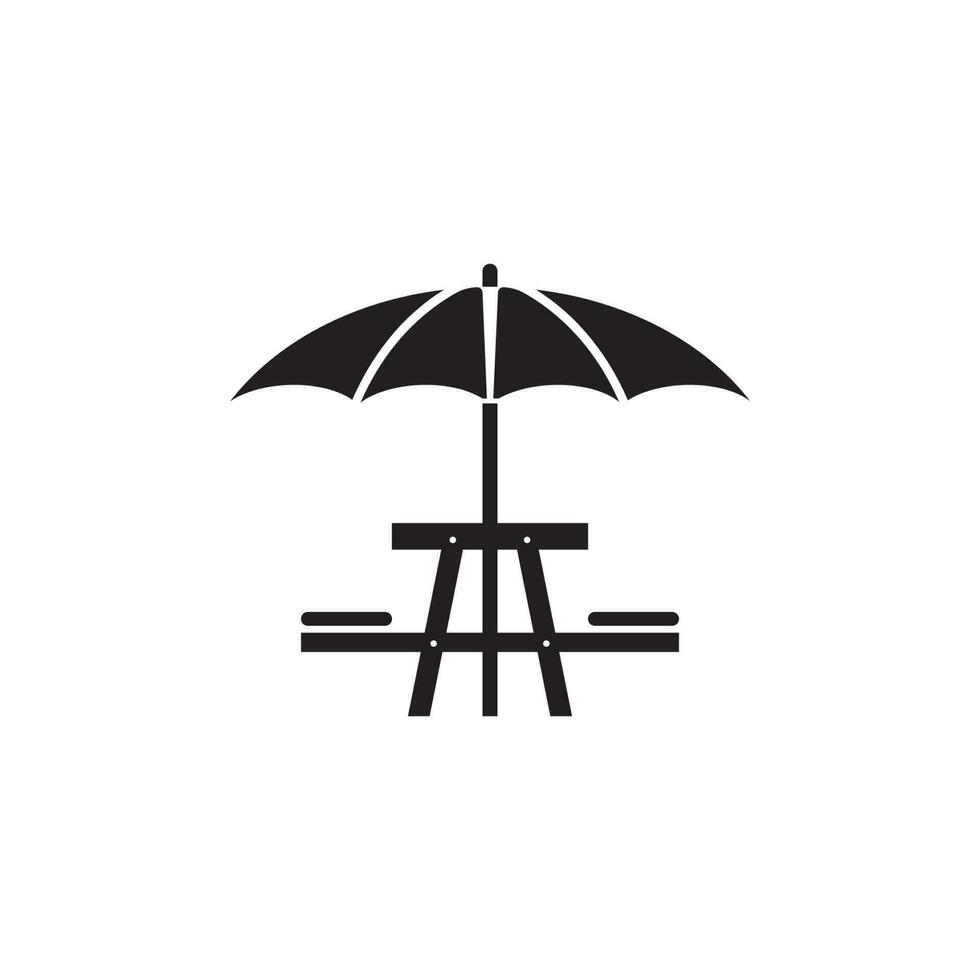 umbrella with picnic table icon vector