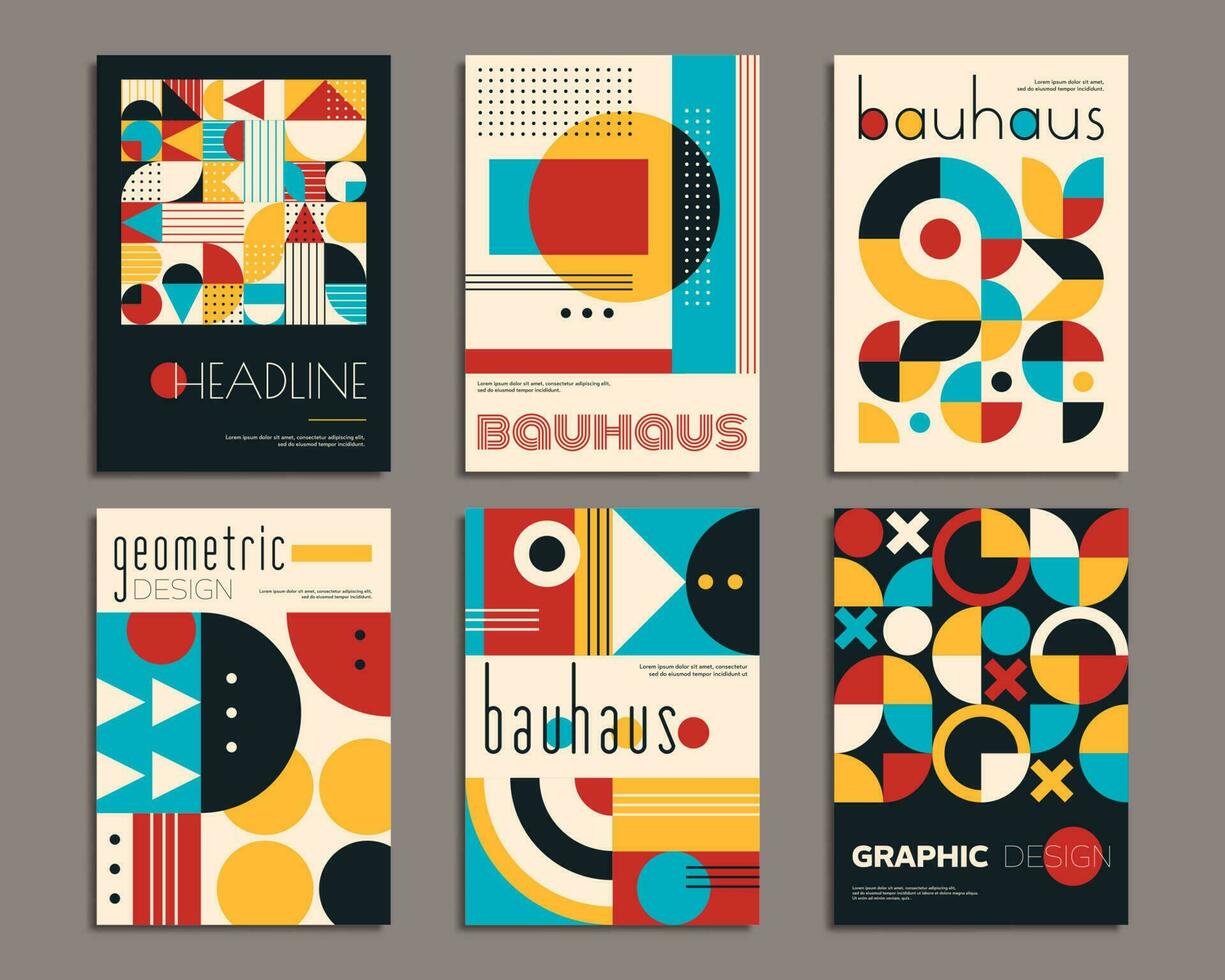 Bauhaus posters with geometric abstract patterns vector