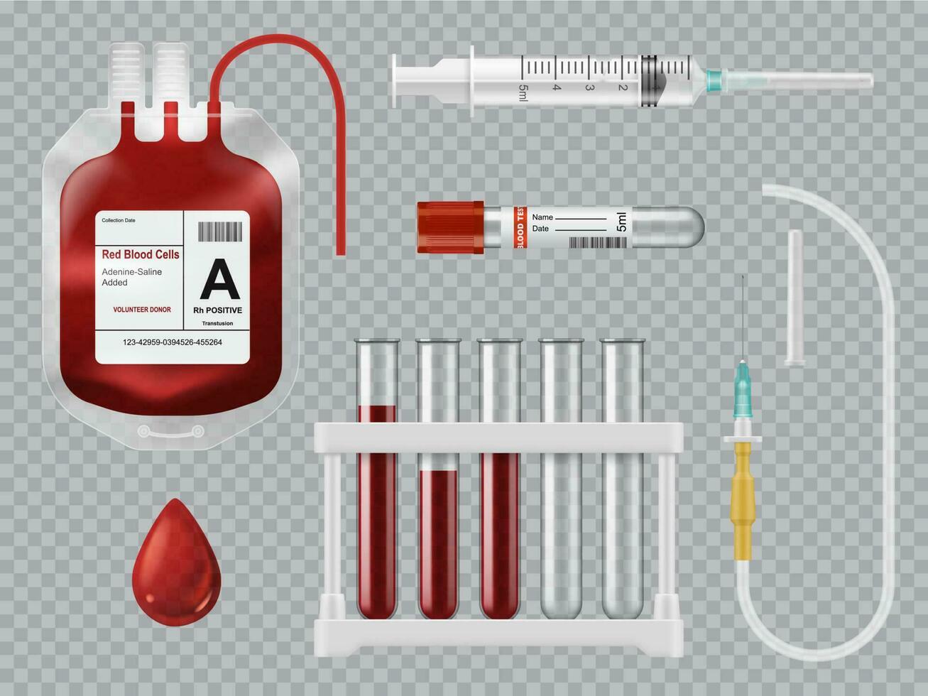 sangre pruebas, transfusión equipo vector